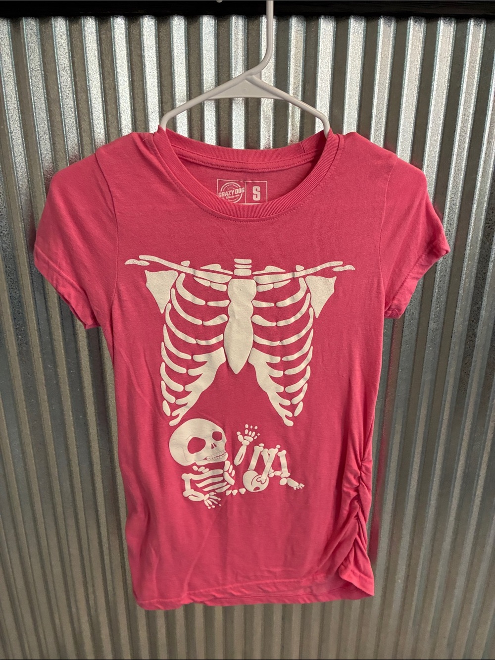 Women’s Maternity Pink Skeleton Graphic Tee